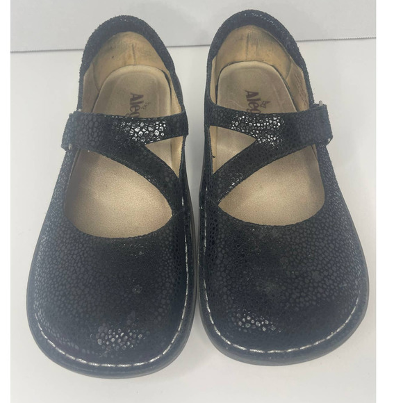 Alegria Dayna 561 Black Dottie Mary Jane Shiny Platform Wedge Platform Women’s 9 - Picture 2 of 10